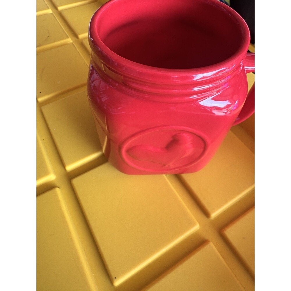 Unbranded Stoneware Jar Rooster Storage Container Red